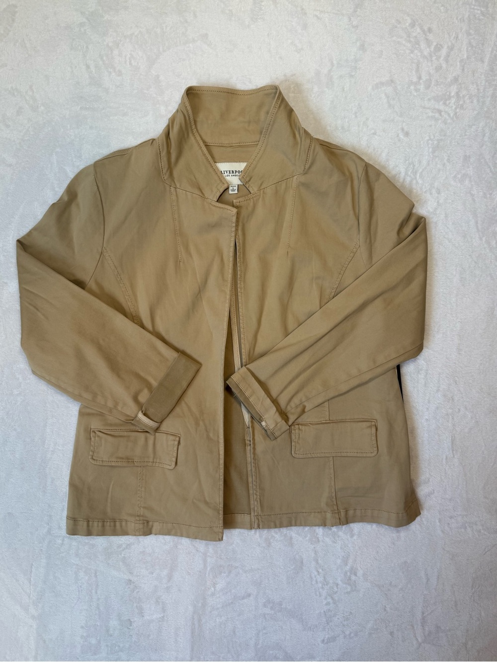 Liverpool Light Tan Stand-Collar Shirt Jacket